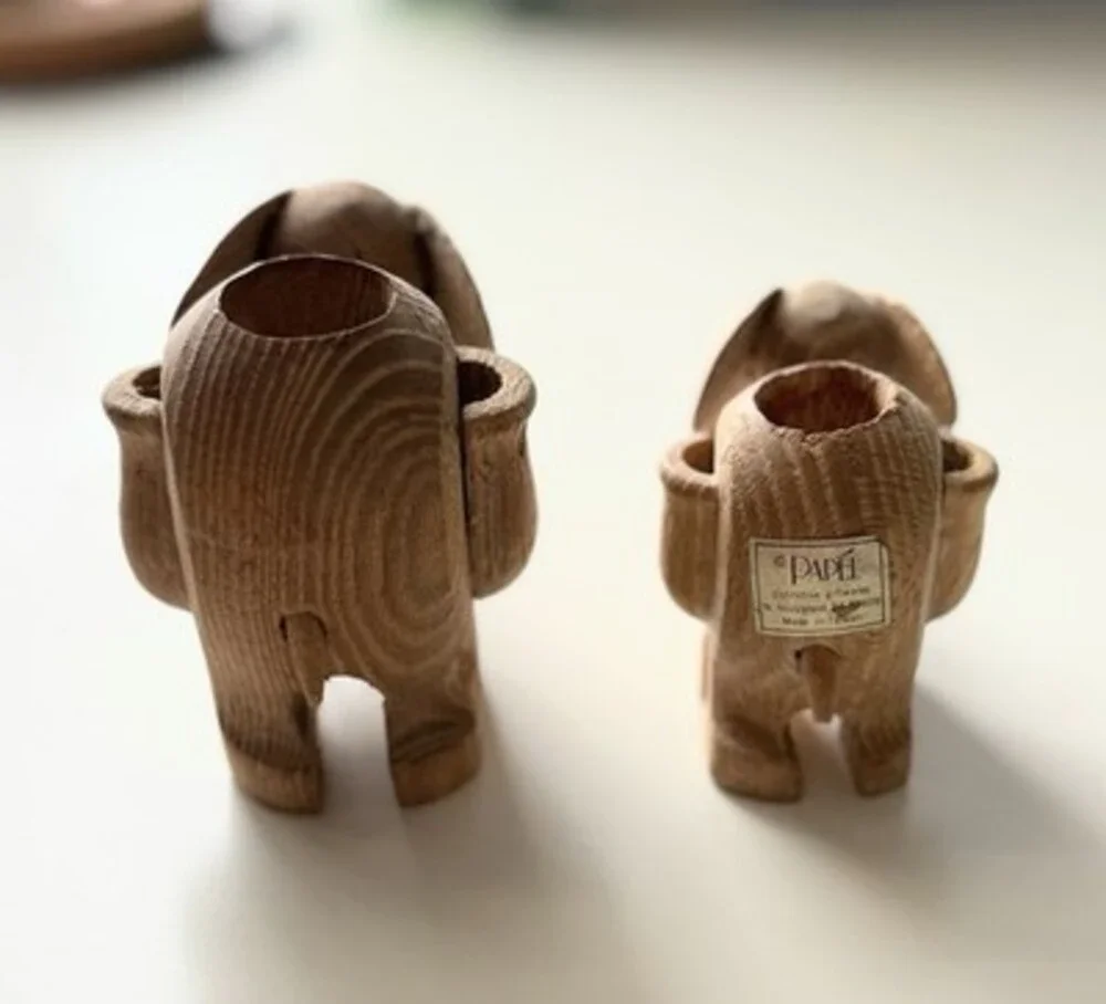 Vintage Hand Carved Wooden Toothpick Holders Mid Century Modern MCM
